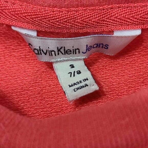 Calvin Klein Jeans 2pc Girls French Terry Sweatshirt & Jogger Pants Orange S 7/8 - Picture 8 of 15